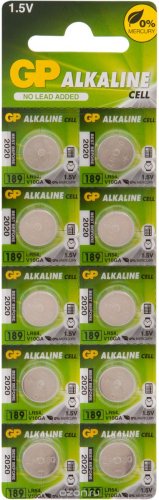 Элемент питания для часов GP AG10, LR54 (V10GA, LR1130, 189, 189A) 189FRA-2C10 (батарейка) картинка 